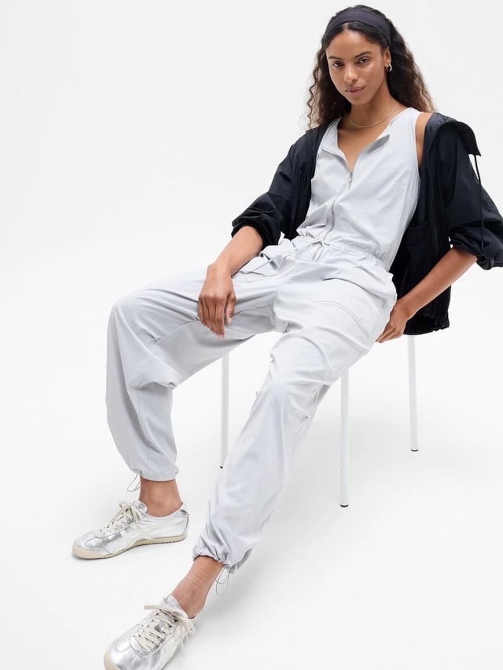 Athleta Flex Jumpsuit Light Gray NWT size Medium